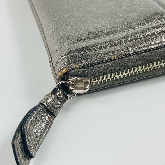 Coach Zip Around Silver Metallic Wallet - Picture 5 of 12